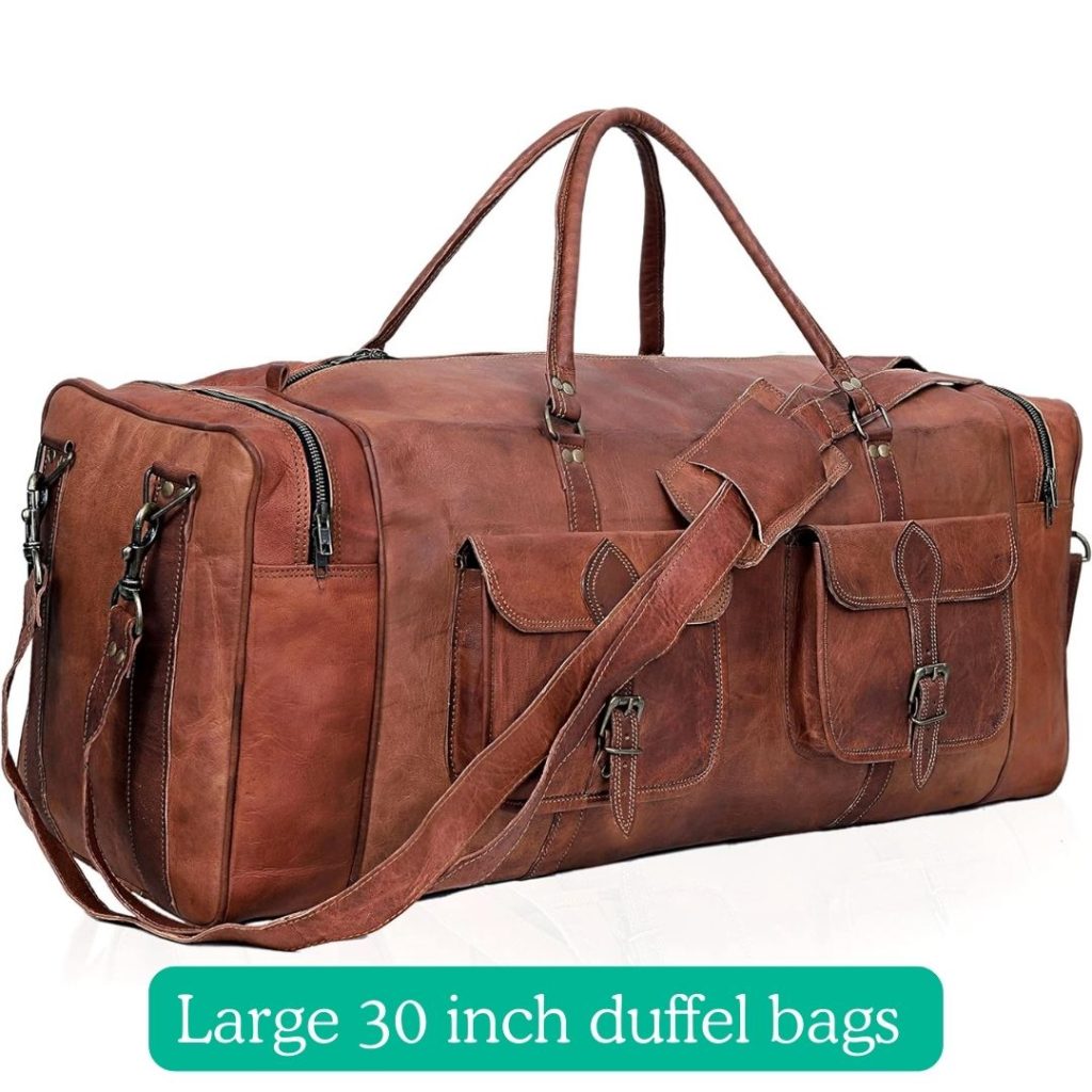 best fold-up bags for traveling, best fold-up bag, Large 30 inch duffel bags for men hold all leather travel bag